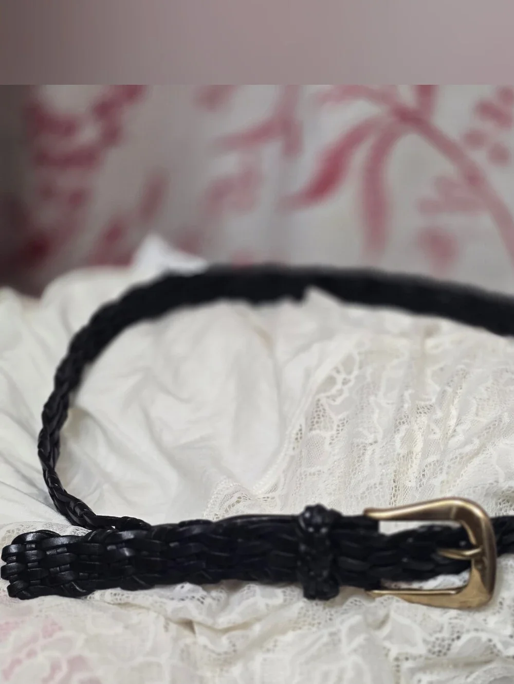 Vintage Coach Black Braided Belt- Medium